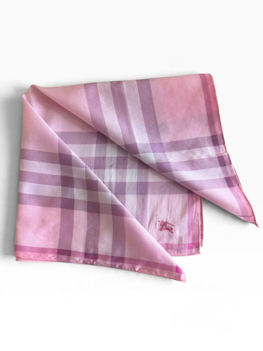 Burberry Pink Candy Check Square Scarf Bag Hair Accessory Bow Bandana
